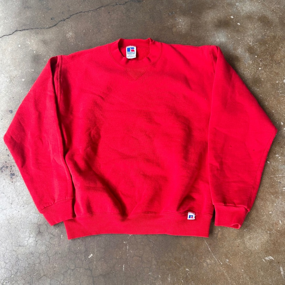 Russell Athletic Sweatshirt Men Youth L Red Excellent Vintage Made in USA Crew